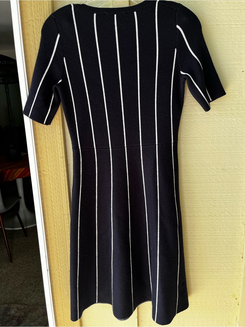 Ann Taylor Petite Striped Knit Sweater Dress Merino Wool Fit Flare size SP - Picture 4 of 7